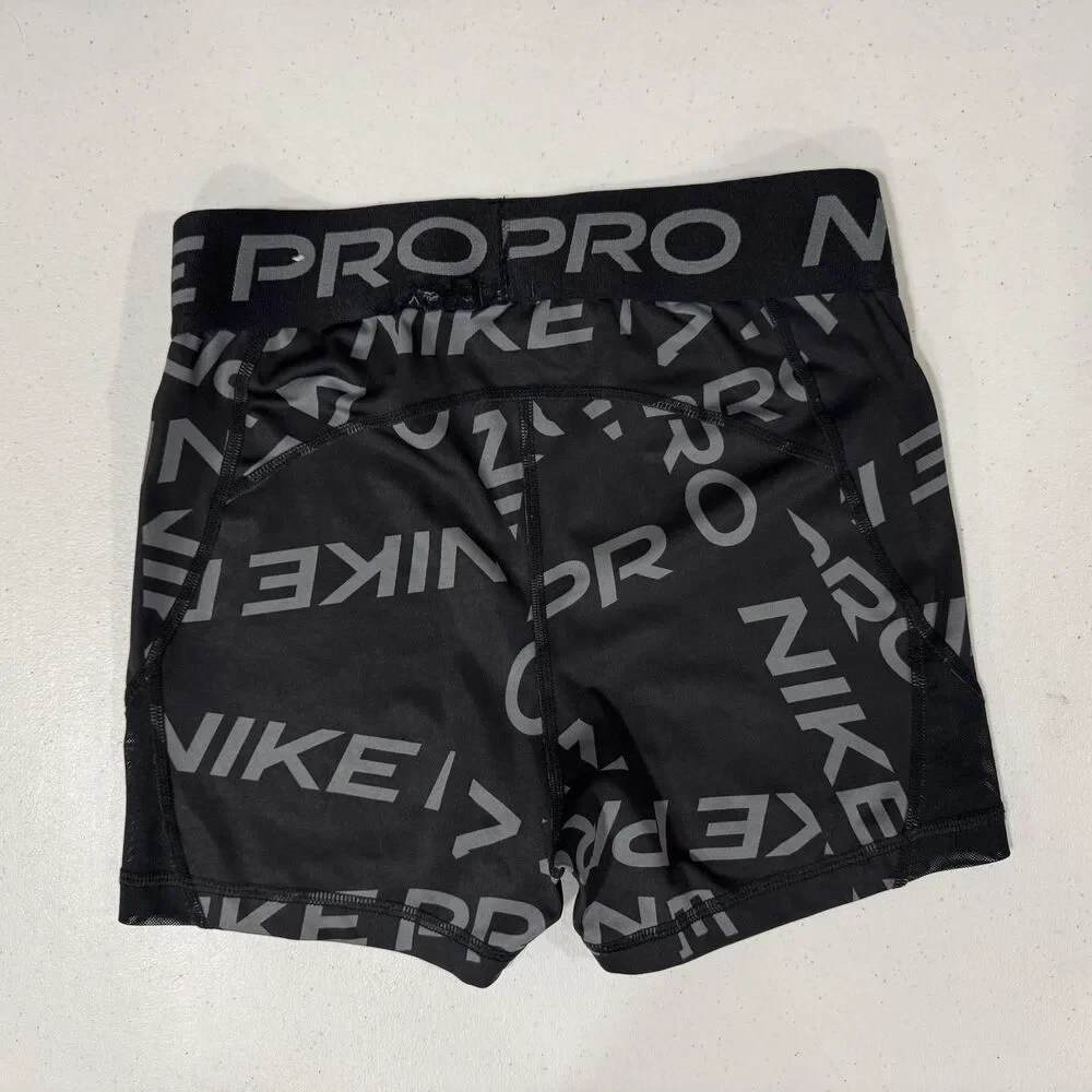 Nike Pro Compression Shorts Small Black Gray Logo Athletic Training FB6457-010
